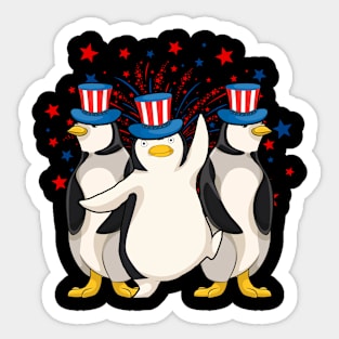 US Flag American 4th Of July Animal Penguin Sticker